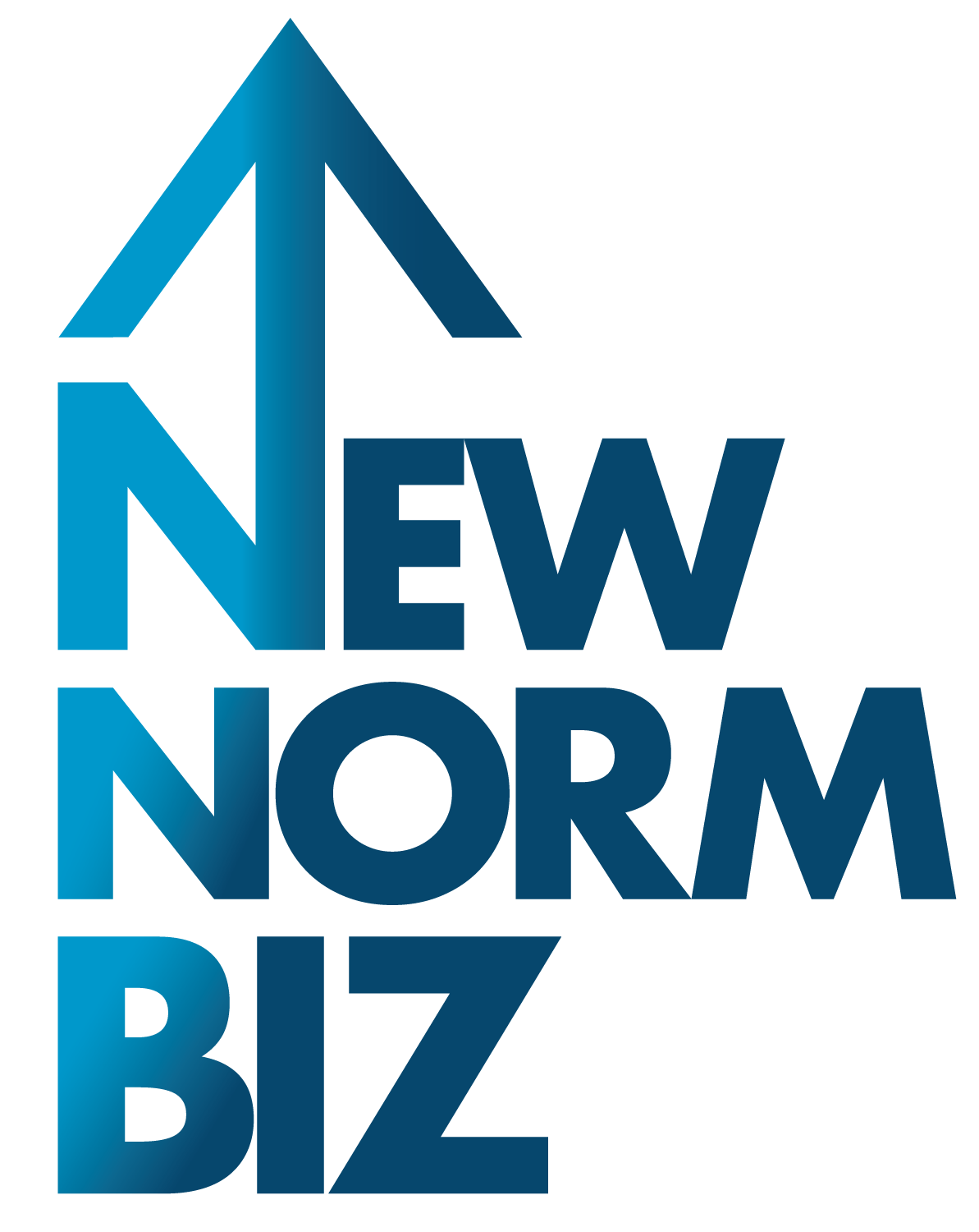 A green background with blue letters that say " new norm biz ".